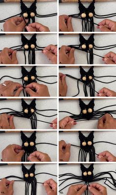 the instructions to make a spider head with beads and yarn for halloween decorations or hair