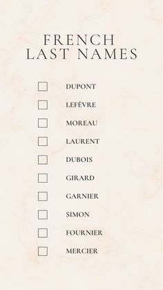 Printable List Of Unique French Last Names French Last Names, Last Names For Characters, Fantasy Character Names, Best Character Names, Uncommon Words, Fantasy Names, Creative Names, Aesthetic Names, Pretty Names