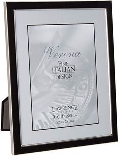 a silver and black frame with the words verona in italian design on it