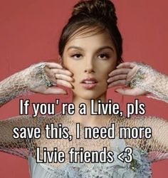 a woman holding her hands to her face with the caption if you're a livie, pls save this, i need more live friends $ 3