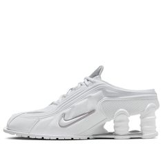 (WMNS) Nike Martine Rose x Shox Mule MR4 'White Metallic Silver' DQ2401-100 (SNKR/Retro/Casual/Low Top/Women's) Mule Outfit, Nike Shox, White Nikes, Nike Women, Metallic Silver, The 100, Shoe Boots, Womens Tops, Nike