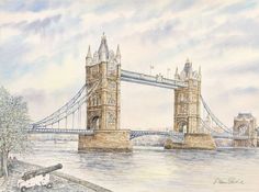 a drawing of the tower bridge in london