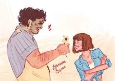 a drawing of a man holding a flower to a woman's face with the caption saying, i love you so much