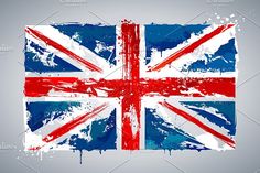 the british flag is painted on a gray background