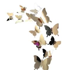 a group of butterflies flying in the air with one person on it's back