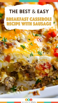 the best and easy breakfast casserole recipe with sausage