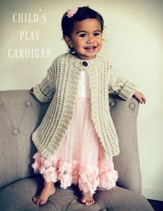 Child's Play Cardigan Crochet pattern by Lisa van Klaveren Crochet Baby Sweaters, Easy Crochet Stitches, Cardigan Design, Frocks For Girls, Kindred Spirits, Patterned Cardigans, Crochet Cardigan Pattern, Sweater Crochet Pattern, Crochet Patterns For Beginners