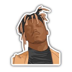 a sticker of a man with dreadlocks on his head