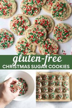 gluten - free christmas sugar cookies with sprinkles in the middle