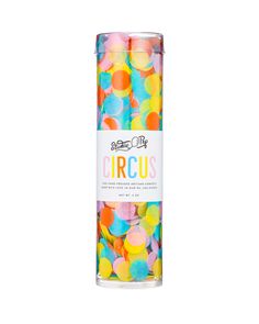 a can filled with lots of colorful confetti