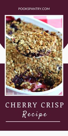 Cherry crisp in a white oval glass baking dish on a red and white checkered tablecloth. Easy Cherry Crisp, Cherry Crisp Recipe Easy, Fresh Cherry Crisp, Cherry Crisp Recipe, Apple Brown Betty, Chocolate Cobbler, Fresh Cherry, Brown Betty