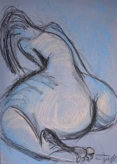 a drawing of a nude woman laying down