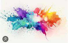 colorful paint splattered on a white background with space for the word's logo