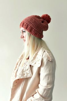 Womens Hand Knitted Pompon Beret Sienna by LoveandKnit on Etsy, $35.00 Bohemian Hand Knitted Winter Beanie, Bohemian Hand Knitted Beanie For Fall, Bohemian Knit Hats For Fall, Acrylic Yarn Hats For Cold Weather In Fall, Cozy Red Knitted Hat, Fall Bohemian Knitted Hats, Cozy Red Beanie For Fall, Bohemian Knitted Beanie For Fall, Bohemian Knitted Hats For Cold Weather