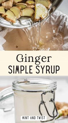 ginger simple syrup recipe in a glass jar