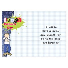 a father's day card with an image of a man hugging his son