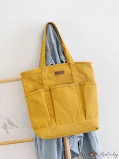 Bird in Bag - Womens Canvas Capacity Tote Bag, Casual Shoulder Bag Shoulder Tote Bag, Bird In Bag, Shoulder Tote, Casual Bags, Tote Bag, Size Medium, Shoulder Bag, Zipper, Yellow