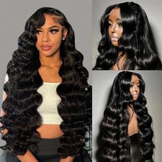 Body wave 13x4 lace frontal wig is one of the best selling 13x4 lace frontal wig in Ishow hair site. It come with big S wave pattern, very beautiful, hold pattern well. human hair wig, no shed, no tangle, with good care, it can last long time. Big HD lace part, it can melt with skin very well. If you look for a great quality wig, don't miss this. Product Details Brand: Ishow Hair Hair Material: human hair from one donor Hair Color: Natural Black Color Texture: Body Wave Length: 8-32 Inch Availab 30 Inch Body Wave Wig Styles, Waterwave Lacefront Wig Black, Body Wave Sew In, Body Wave Wig Hairstyles, Brazilian Hair Extensions, Lace Frontal Wigs, Wig Color, Quality Wigs, Wave Wig