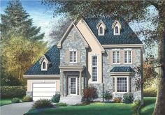 this is an artist's rendering of the front elevation of these european home plans