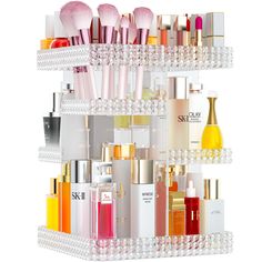 PRICES MAY VARY. BOCONY MAKEUP ORGANIZER - Organize all your makeup, toiletries, and more with a rotating tabletop carousel 360° ROTATING AND 7 ADJUSTABLE LAYERS - 360° rotatable makeup organizer helps you organize all cosmetics, Simply spin the organizer to stow or retrieve products on multi-level tier trays from each side. 7 adjustable layers for storing skincare at different heights, one organizer accommodates brushes, lipsticks, foundations, bronzers, blushes, eye shadows, primers, powders, Lazy Susan Makeup Organizer, Acrylic Rotating Organizer, Makeup Organizer Acrylic, Acrylic Makeup Organizers, Clear Rotating Makeup Organizer, Bathroom Countertop Organizer, Clear Makeup Organizer, Led Hd Mirror Makeup Storage Box Cosmetic Organizer Case, Makeup Storage Organization