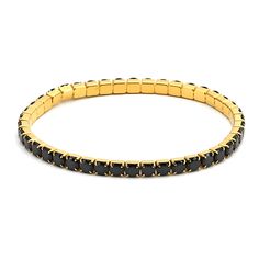 Upgrade your everyday look with our Eileen CZ Bracelet! The stunning cz stones add a touch of elegance and shine, while the stretchy bracelet ensures a comfortable fit for all-day wear. Elevate any outfit with this must-have accessory. 18k Gold Plated over Stainless Steel CZ Stones Hypoallergenic Water & Tarnish Resistant Stretchy Bracelet Brazilian Gold, Cz Bracelet, Wedding Jewellery Collection, Sunglass Chain, Jewelry Studio, Bracelet Black, Stretchy Bracelets, Cz Stone, Stretch Bracelet