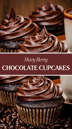 Mary Berry Chocolate Cupcakes Chocolate Berry Cupcakes, Chocolate Cupcakes Recipes, Mary Berry Recipes Baking, Mary Berry Cakes, Cupcake Topping, Chocolate Cupcake Recipe, Berry Cupcakes, Mary Berry Recipe, Moist Cupcakes