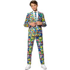 Boys 10-16 OppoSuits Nintendo Super Mario Suit Into Video, Mushroom Kingdom, Nickelodeon Spongebob, Slim Fit Suits, The Mushroom, Fitted Suit, Spongebob Squarepants, Pocket Pants