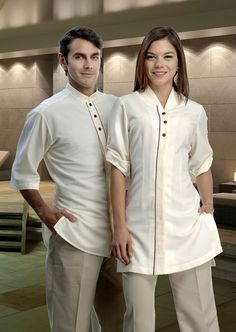 Steward Uniform Hotel, Resort Uniform Ideas, Resort Uniform, Housekeeping Dress, Nigerian Dress Styles, Housekeeping Uniform, Salon Uniform