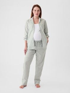 Maternity Poplin PJ Set Postpartum Lounge Set, Postpartum Pajamas, Postpartum Loungewear, Gap Cotton Sleepwear For Pajama Party, Cotton Maternity Sleepwear Nursing Friendly, Maternity Pajama Set, Gap Maternity, Maternity Pajamas, Gender Equality