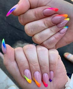 Multicoloured Nails, Nails Colourful, Purple Nail Art Designs, Rave Nails, Colored Nail Tips, Sassy Nails, Summery Nails, Pretty Nail Art Designs, Makijaż Smokey Eye