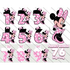 minnie mouse birthday numbers with pink polka dots