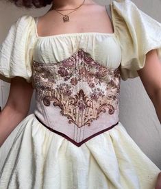 This floral vintage design detailed Underbust corset is handmade by me! 💐 It is adjustable from the back so it fits S-M sizes perfectly.  It bas baleen underwires in specific places so it holds still on you!  For any concerns and questions; Ig: Siennarte Fitted Overbust Corset Dress For Costume, Vintage Fitted Corset Dress For Halloween, Halloween Overbust Corset Dress With Boned Bodice, Underbust Boned Bodice For Costume Party, Vintage Corset For Halloween Cosplay, Vintage Corset With Square Neck, Vintage Underbust Corset Dress For Halloween, Fitted Overbust Bodice For Costume, Overbust Bodice With Corset Back For Costume Party