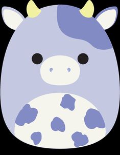 a blue and white cow with horns on it's head, sitting in front of a black background