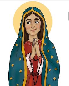 an image of the virgin mary with stars on her head and hands folded in prayer