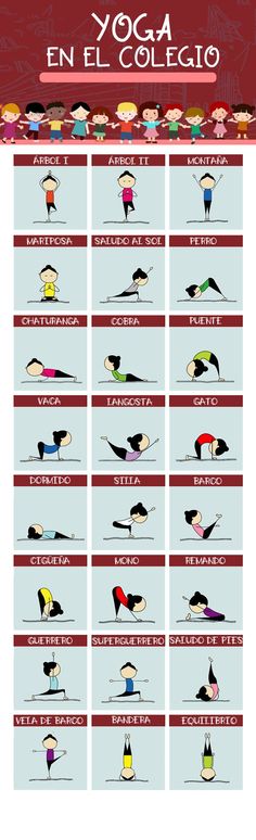 a poster showing the different kinds of yoga poses for children and adults, with instructions on how to do them