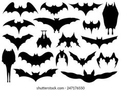 black and white silhouettes of bats