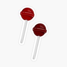 two red lollipops stickers sitting on top of each other in front of a white background