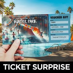 a ticket for the water park is being held up