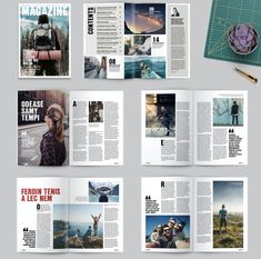 an open magazine with photos and text on it