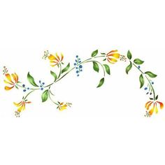 Honeysuckle Vine Stencil Yellow Flowers On A Vine Painting, How To Paint Flower Vines, Honeysuckle Vine Tattoo, Honeysuckle Drawing, Honeysuckle Tattoo, Flower Vine Tattoos, Honeysuckle Vine