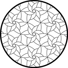 a circular stained glass pattern in black and white