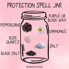 Easy Protection Spell Jar, Protection Spell Jar Recipes, Home Protection Spell Jar, Manifestation Spell Jar, Witchy Notes, Protection Jar, Protection Spell Jar, Witch Life