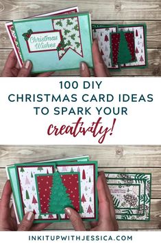 handmade christmas cards with the words, 100 diy christmas card ideas to spark your creativity