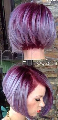 Lavender hair Short Bobs, Short Ombre Hair, Funky Hairstyles, Haircut And Color, Hair Today