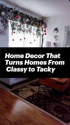 a living room filled with furniture and decor on top of a hard wood floored floor