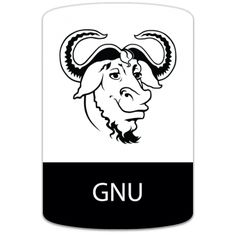 a black and white image of a goat with the word gnu on it