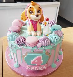 Pink 3rd Birthday Cake, Birthday Cake Skye Paw Patrol, Paw Patrol Cake For A Girl, Girls 3rd Birthday Cake, Paw Patrol Drip Cake, 3rd Birthday Cake For Girl, 4th Birthday Cake Girl, Girl Paw Patrol Cake