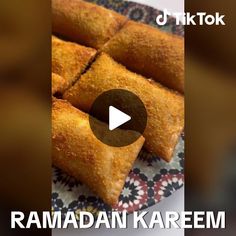 some food is sitting on a plate with the words raman kareem written below it