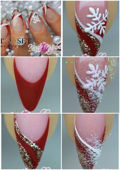 Christmas nails tutorial Luxury Beauty - winter nails - http://amzn.to/2lfafj4 Nails Design Christmas, Xmas Nail Art, Christmas Nails Easy, Winter Nail Art, Ideas Nails, Trendy Nail Design, Xmas Nails, Acrylic Nails Coffin, Christmas Nail Designs