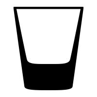 a black and white photo of a glass on a white background, with the bottom half empty